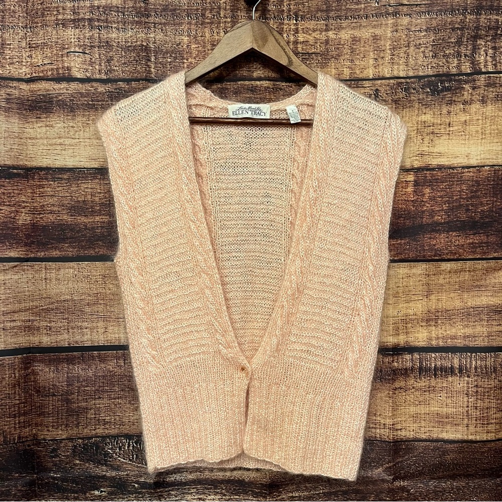 Vintage Ellen Tracy Wool blend Peach Vest Size Small